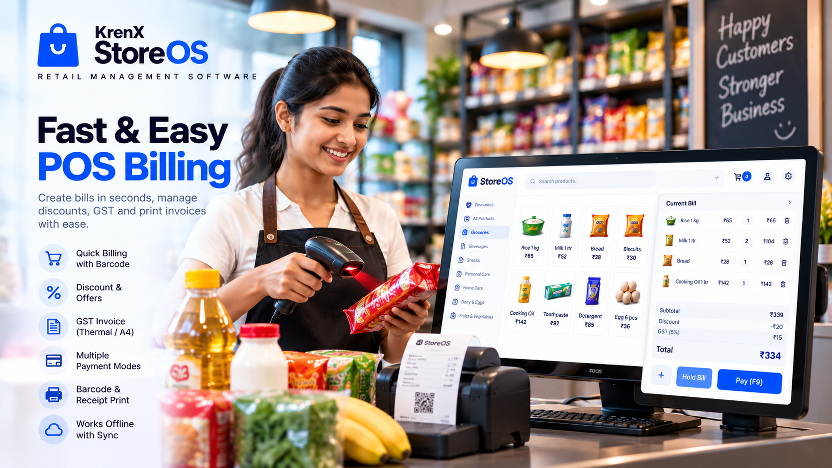 StoreOS POS billing screen
